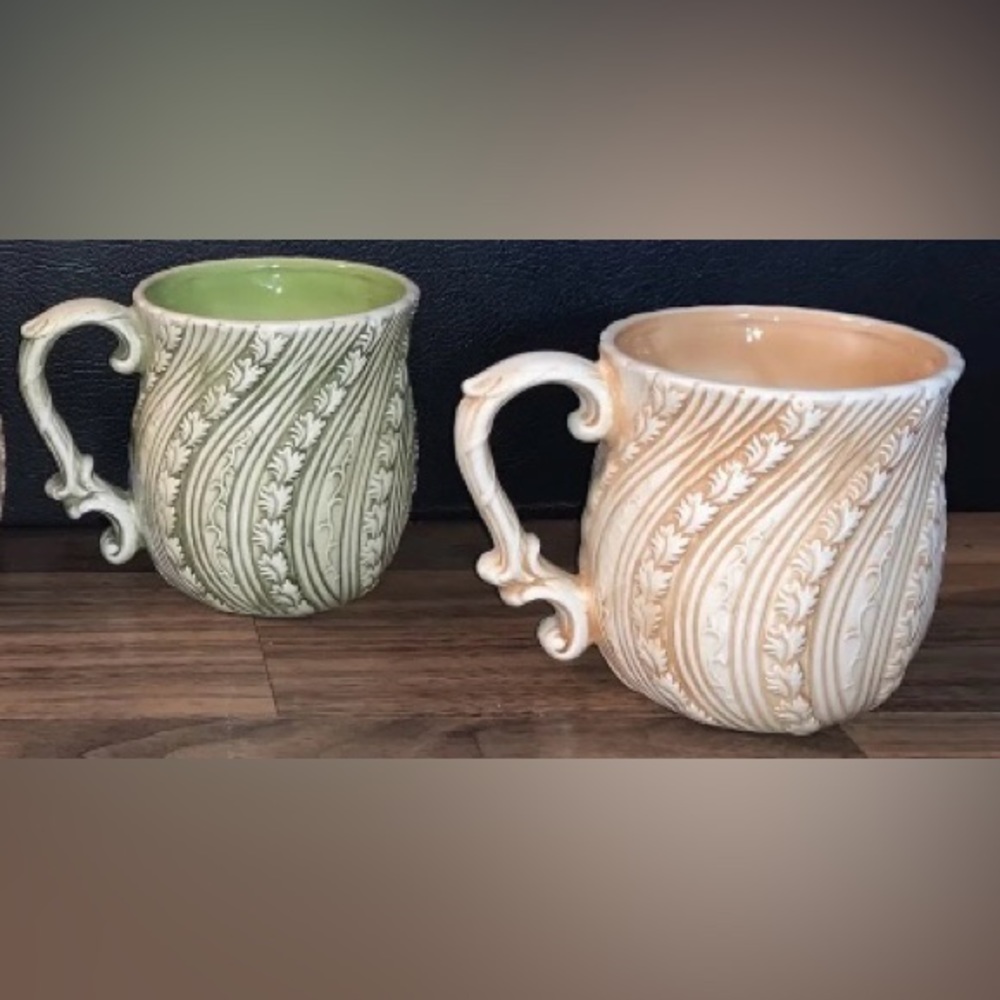 Takahashi set 4 floral handmade San Francisco mugs coffee tea ceramic RARE - Picture 3 of 11